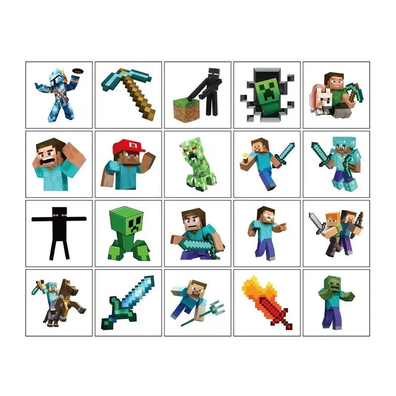 20 Pieces Minecraft Temporary Tattoo Sticker Kids Party Supplies Lolly Bag Favor