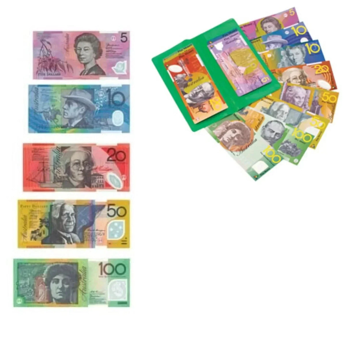 Australian Play Money Notes $5, $10, $20, $50 and $100 : 100 Notes in Total