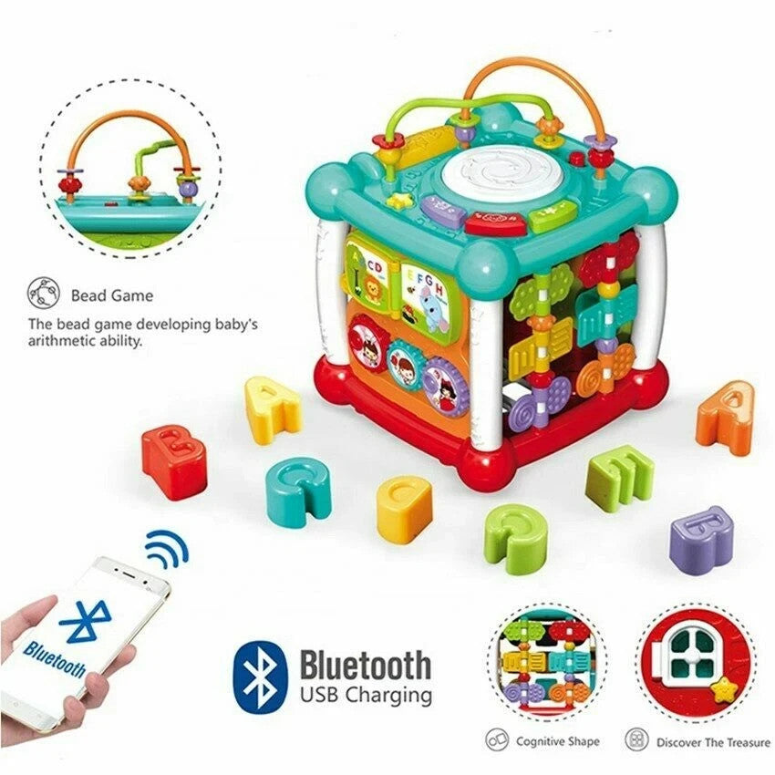 Bluetooth 6 in 1 Activity Cube Study Music Box Bead Game Baby Baby Education Toy