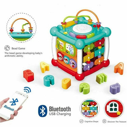 Bluetooth 6 in 1 Activity Cube Study Music Box Bead Game Baby Baby Education Toy