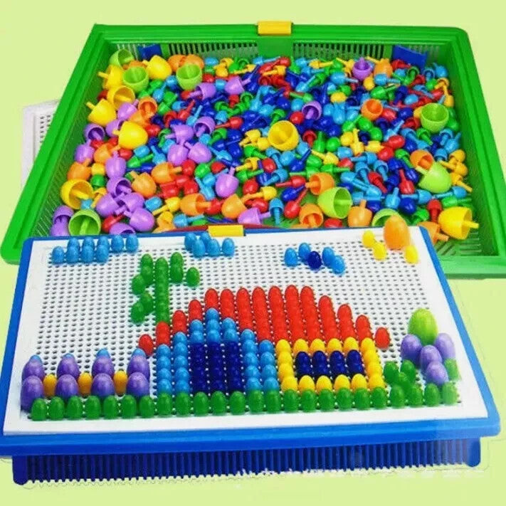 Kids Creative Children Puzzle Pegs Board 296 Educational Learning Toys DIY Gift