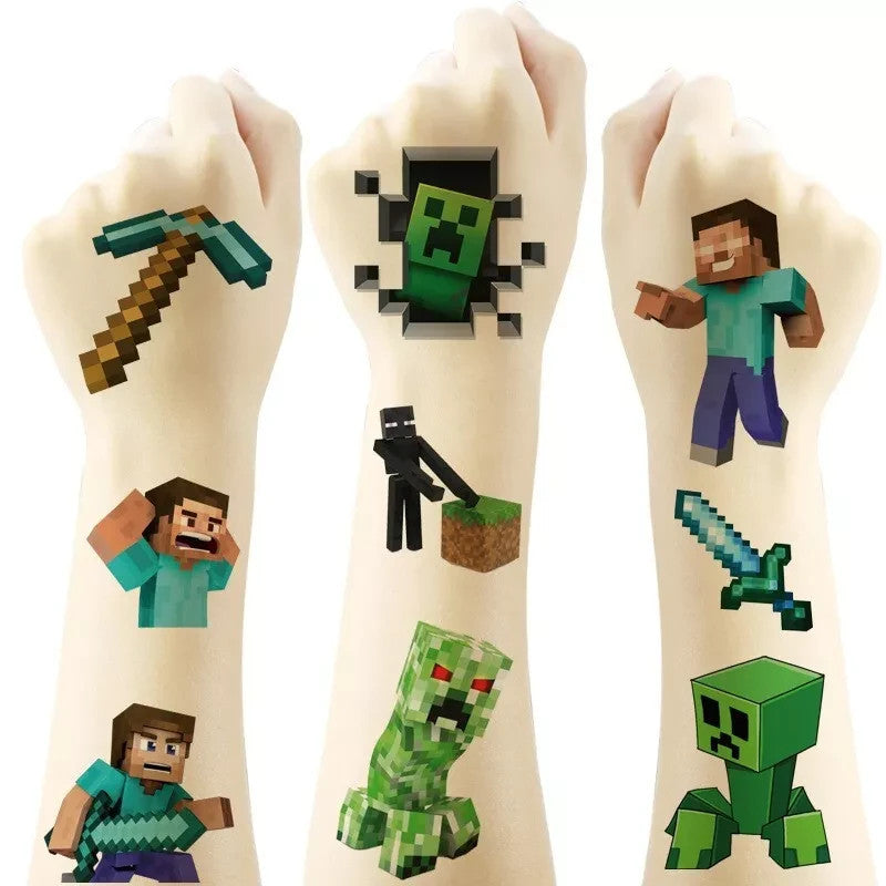 20 Pieces Minecraft Temporary Tattoo Sticker Kids Party Supplies Lolly Bag Favor
