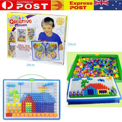 Kids Creative Children Puzzle Pegs Board 296 Educational Learning Toys DIY Gift