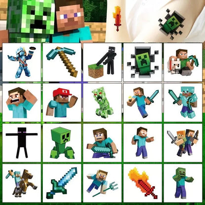 20 Pieces Minecraft Temporary Tattoo Sticker Kids Party Supplies Lolly Bag Favor