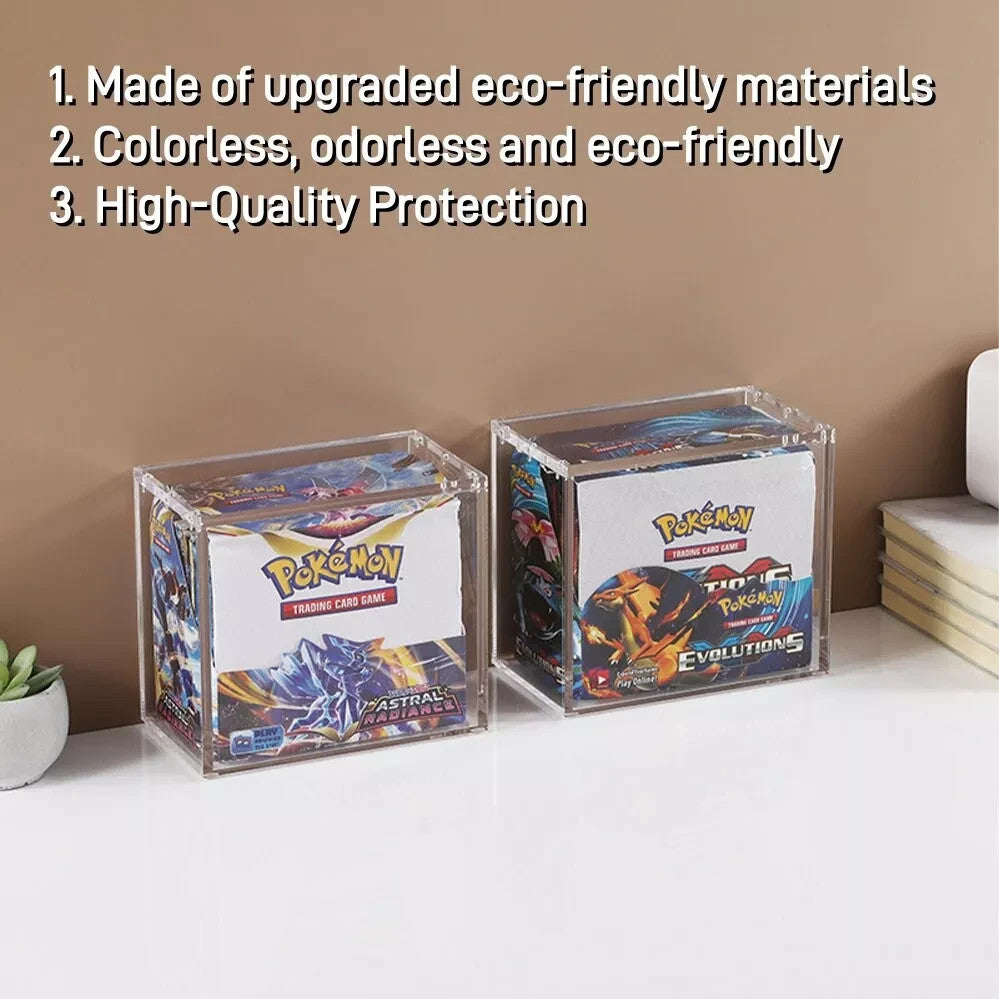 Premium Acrylic Display Case For Pokémon Booster Box Elite Trainer Magnetic Lid